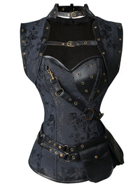 Steampunk Gothic Retro Spiral Stahlkorsett Bustier Top Dunkel Schwarz Hauptbild