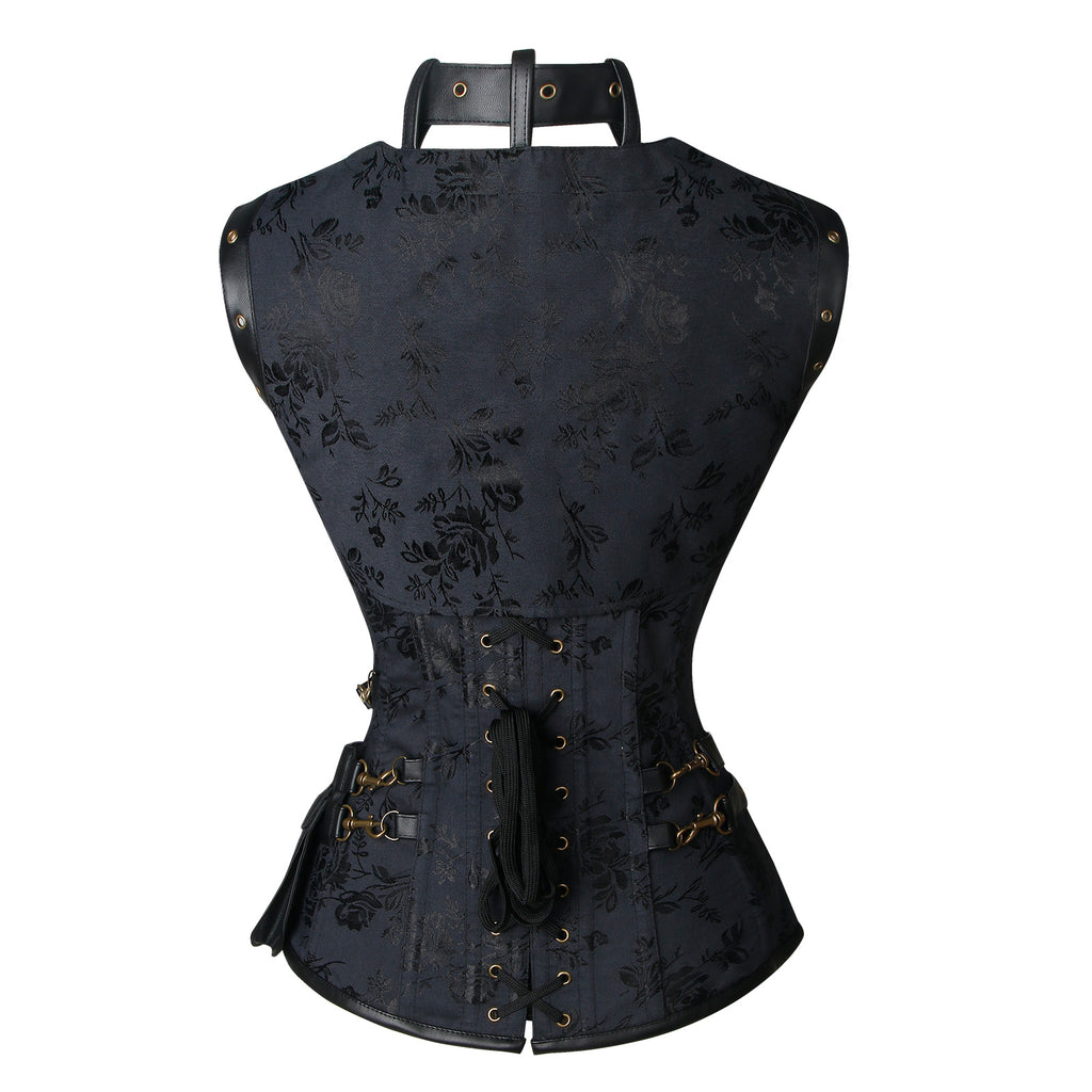 Steampunk Halloween Costumes Clothing Faux Leather Corsets Back View