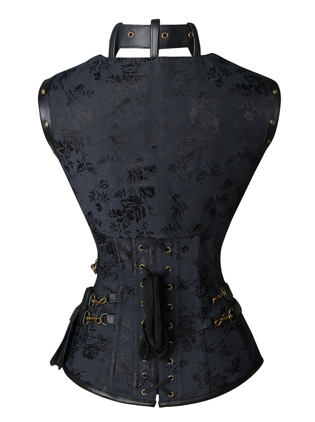 Steampunk-Halloween-Kostüme, Kleidung, Kunstleder, Korsetts, Rückansicht
