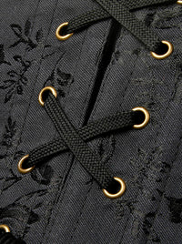 Charmantes schwarzes Kunstleder-Taillenkorsett mit Stahlstäben zum Schnüren, Detailansicht-4
