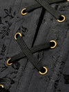 Charming Black Faux Leather Steel Boned Lace Up Waist Cincher Corset Detail View-4