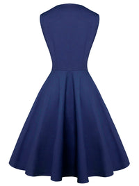 Retro Rockabilly Cocktailkleid mit kariertem Patchwork, Rückansicht