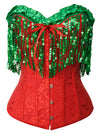 Charmian Women's Overbust Corset Bustier Top Christmas Costume Outfits Red and Green Main Image