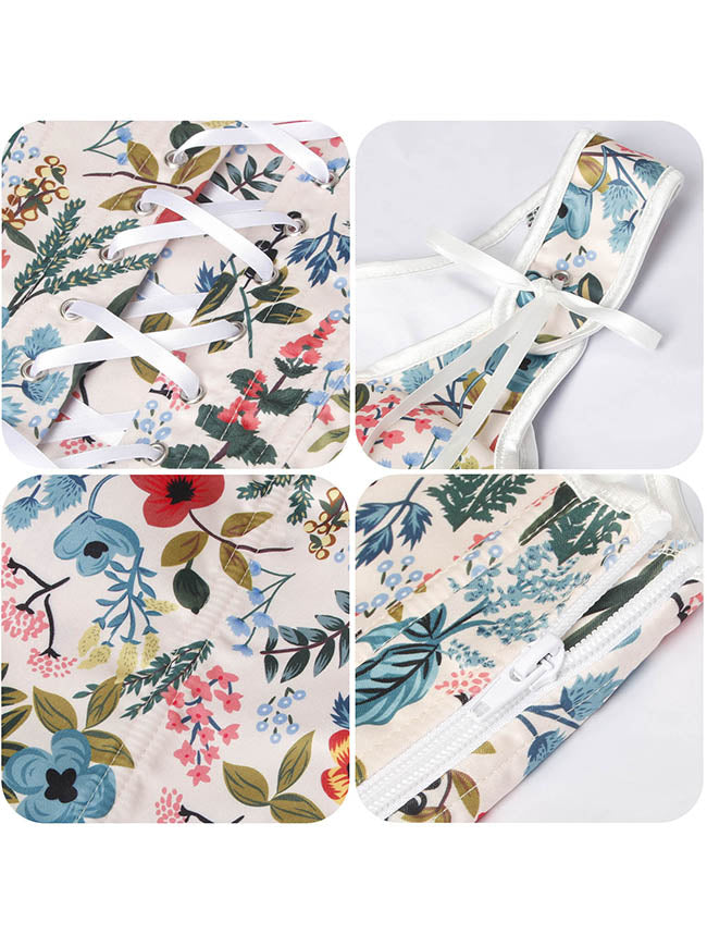 خمر عصر النهضة الأزهار الجوفاء الأشرطة بوستير سترة أعلى مشد