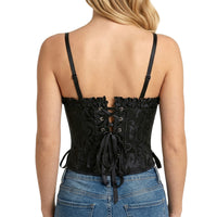 Victorian Ruffle Trim Brocade Bustier Corset Tops Side View