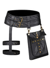 Charmian Women's Steampunk Gothic Leather Waist and Thigh Belt with Detachable Pouch Black Main Image