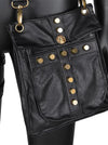 Women Black Faux Leather Belt Bag Pirate Bag Detail View