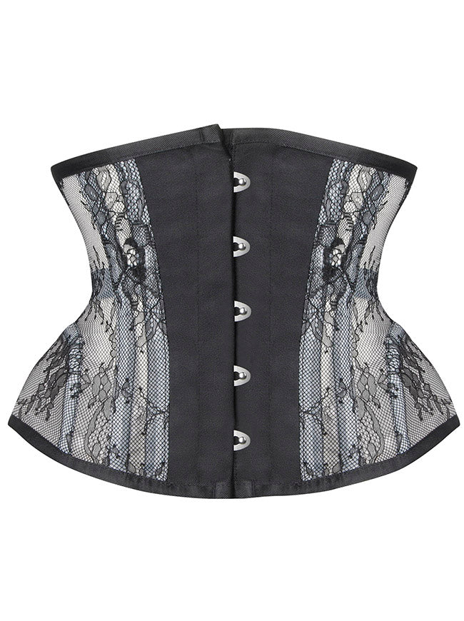 Women's Floral Lace Mesh Underbust Corset Steel Boned Waist Cincher Main Image