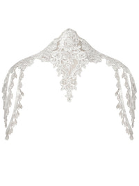 Charmian Women's Steampunk Victorian Chain Shoulder Wrap Cape Collar Choker White Main Image