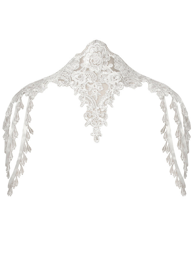 Charmian Women's Steampunk Victorian Chain Shoulder Wrap Cape Collar Choker White Main Image