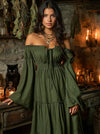 Medieval Dress for Women Olive Green Maxi Side View