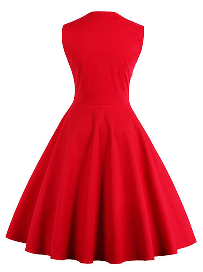 Polka Dot Print Rockabilly Dress for Christmas Holiday Back View