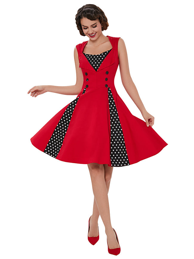 Womens Casual Cocktail Vintage Dress Model View