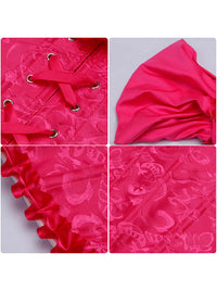 Top tipo corsé bustier de brocado con cordones y volantes para mujer (vista detallada)
