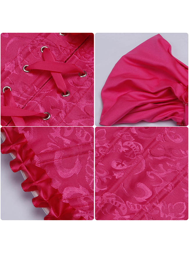 Top tipo corsé bustier de brocado con cordones y volantes para mujer (vista detallada)