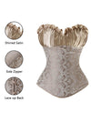 Women's Fashion Strapless Jacquard Lace Up Bustier Overbust Corset Top Ivory Detail View