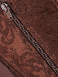 مشد نسائي عالي الجودة من الفولاذ الحلزوني برقبة عالية مع سترة وحزام بني عرض التفاصيل