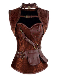 Steampunk Gothic Retro Spiral-Stahlkorsett Bustier Top Braun Hauptbild