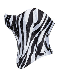 Zebra Print Corset Tops for Women Going Out Strapless Side View