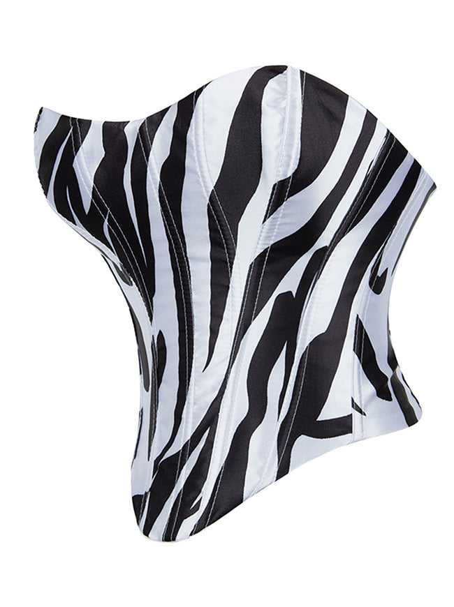 Zebra Print Corset Tops for Women Going Out Strapless Side View