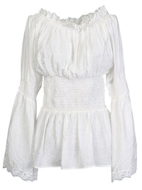 Long Sleeve Off Shoulder Lace Trim Blouse Tops Main Image