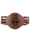 Charmian Mens Gothic Viking Leather Wide Belt Medieval Embossed Knight Corset Waist Belt Brown Main Image