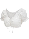 Women Summer Short Sleeve Crop Tops Side View