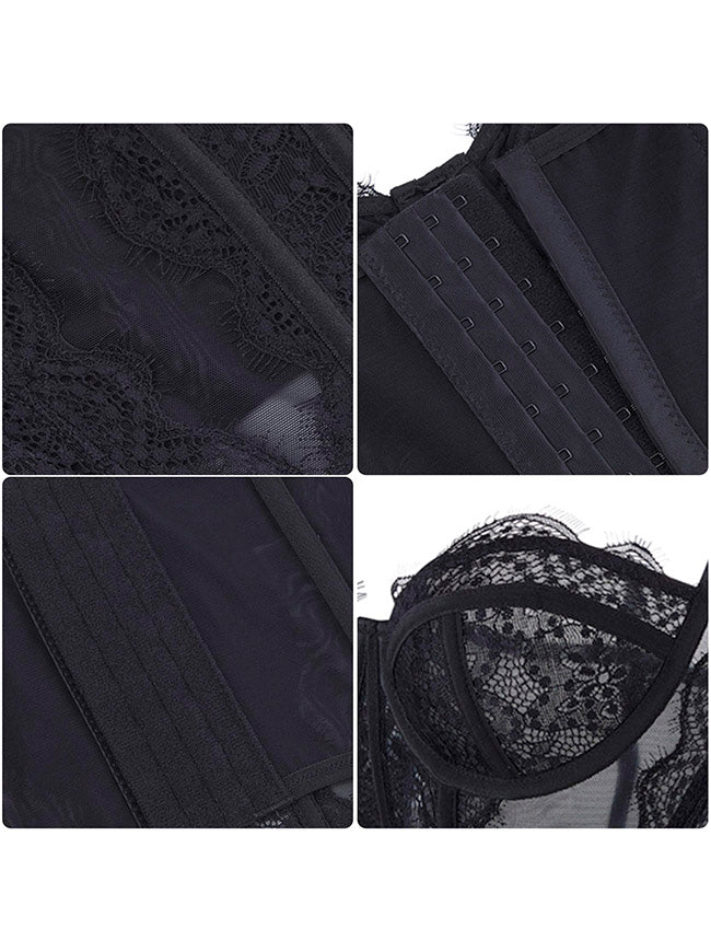 Clear Corset Lace Tops Clubbing Outfits Detail View