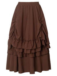Charmian Women's Medieval Retro Steampunk Gothic Victorian Renaissance Skirt Brown Main Image
