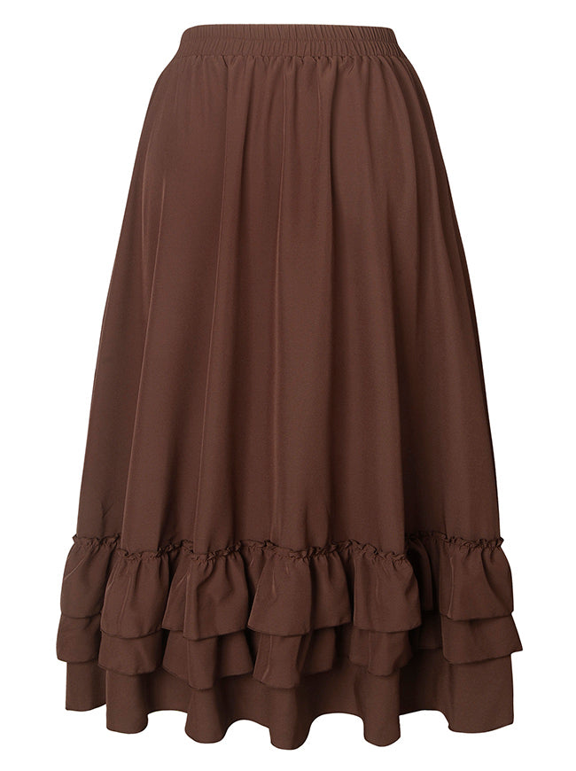 Victorian Renaissance Vintage Ruffle Layered Skirt Back View