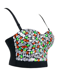 Steampunk-Sport-BH mit sexy, bequemen Strass-Spaghettiträgern, B-Cup und Push-up-Effekt, Seitenansicht