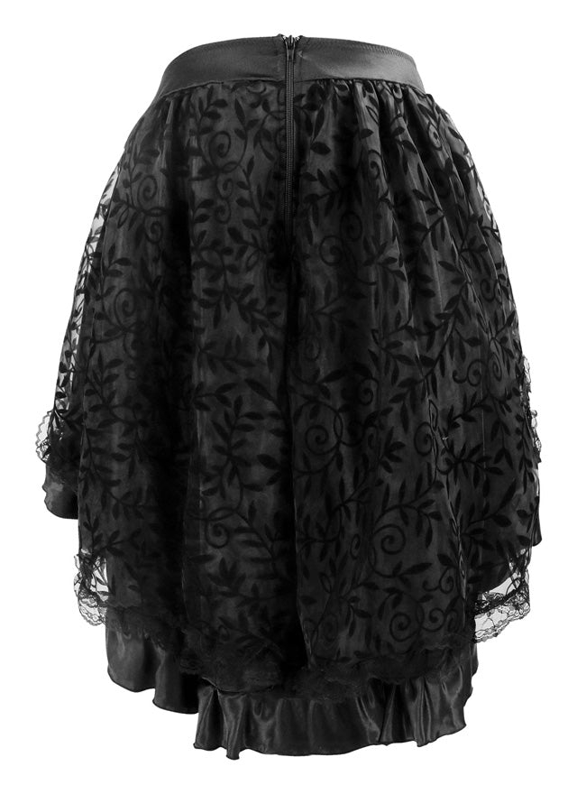Classical Vintage Gothic Corset Dress Steampunk High Low Juniors Black Irregular Asymmetrical Skirt Main View