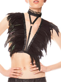 اكسسوارات أزياء شارميان وشاح الحزب ريشة الكتف التفاف شال مع قلادة