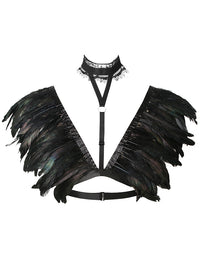 Gothic Punk Costume Accessories Party Scarf Shrug Cape Feather Shoulder Back view