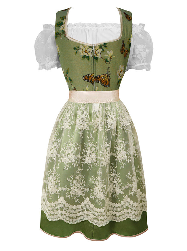 3-Piece Bavarian Dirndl Dress Renaissance Vintage Floral Oktoberfest Costume - Green / 3XL/Fit Bust: 44.1"-45.7", Fit Waist: 37.8"-39.4" 3-Piece Bavarian Dirndl Dress Renaissance Vintage Floral Oktoberfest Costume - Green / 3XL/Fit Bust: 44.1"-45.7", Fit Waist: 37.8"-39.4"