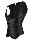 Mode féminine spirale en acier désossé Jacquard serre-taille Halloween Corset gilet noir vue latérale