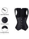 Women's Gothic Spiral Steel Boned Jacquard Hourglass Underbust Corset Vest Black Detail View