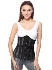 Mesh Spiral Steel Boned Lace Up Shapewear Weight Loss Underbust Corset