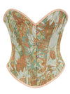 Charmian Women's Vintage Daisy Floral Print Lace Up Overbust Corset Bustier Top Brown Main Image