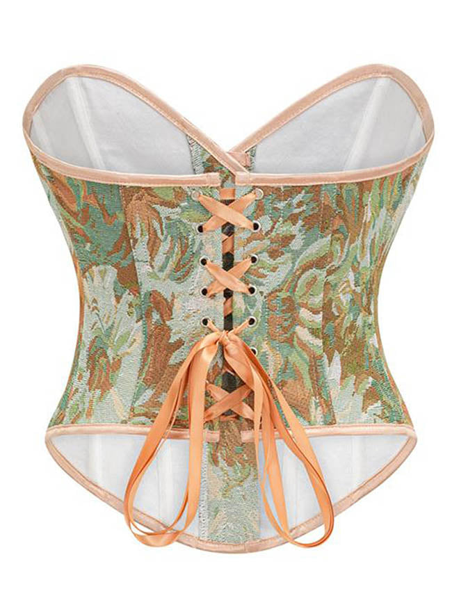 Renaissance Floral Push Up Corset Top Back View