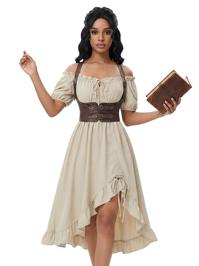 Faux Leather Harness Corset Steampunk Waist Belt Side View