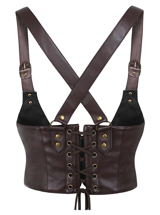 Women Cosplay Costume Harness Waist Belt Brown Detail View