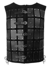 Charmian Men's Medieval Viking Leather Warrior Chest Armor Vest with Buckles Black Main Image
