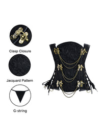 Renaissance Victorian Jacquard Steel Boned Chains Cosplay Costume Corset