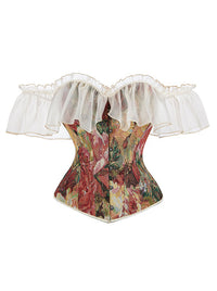 Charmian Women's Floral Off-Shoulder Lace Ruffle Overbust Corset Top Multicolored Main Image