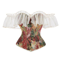 Charmian Women's Floral Off-Shoulder Lace Ruffle Overbust Corset Top Multicolored Main Image
