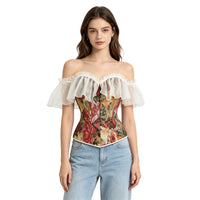 Women Overbust Floral Corset Off Shoulder Corset Model View