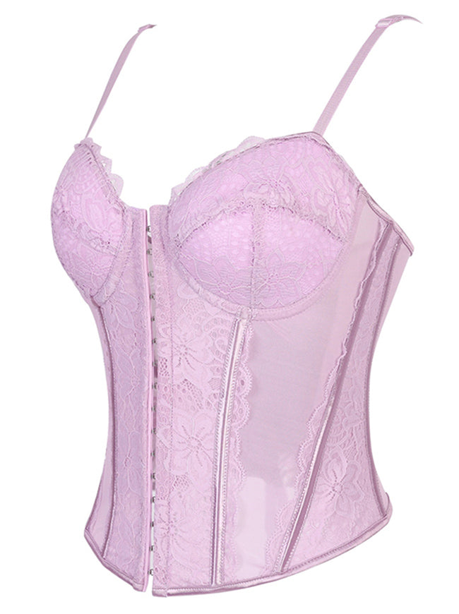 Women Going Out Lace Corset Top with Straps Back View