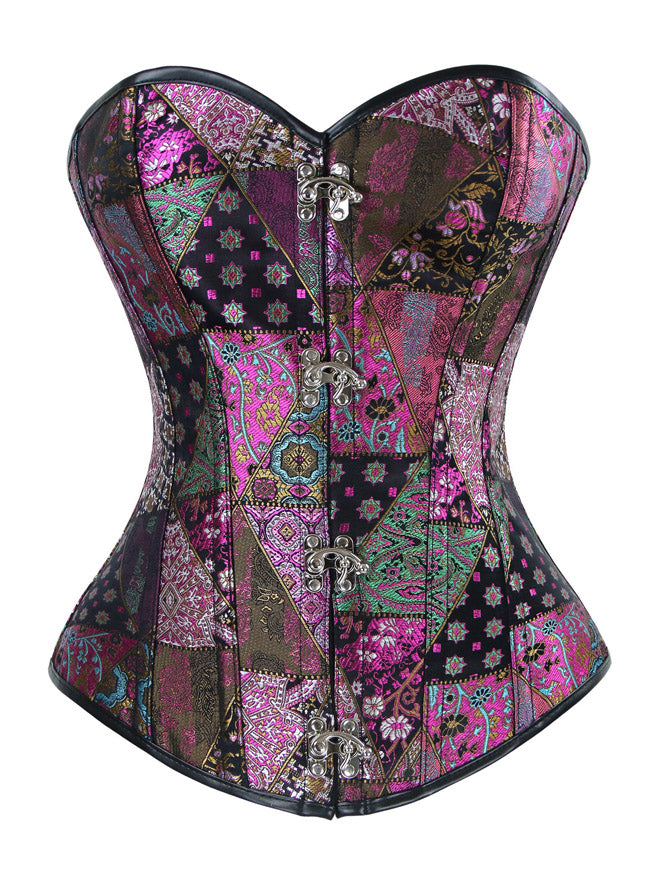 Spiral Polad Sümüklü Steampunk Retro Jakarlı Korset Büstqalter Top