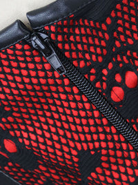 Corsé de Halloween con cuello alto y estampado de calaveras deshuesadas de acero vintage para mujer con chaqueta Vista detallada en negro y rojo
